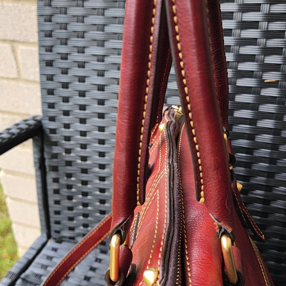 Dooney & Burke Florentine Clayton Burgundy Leather Handbag - Picture 9 of 16